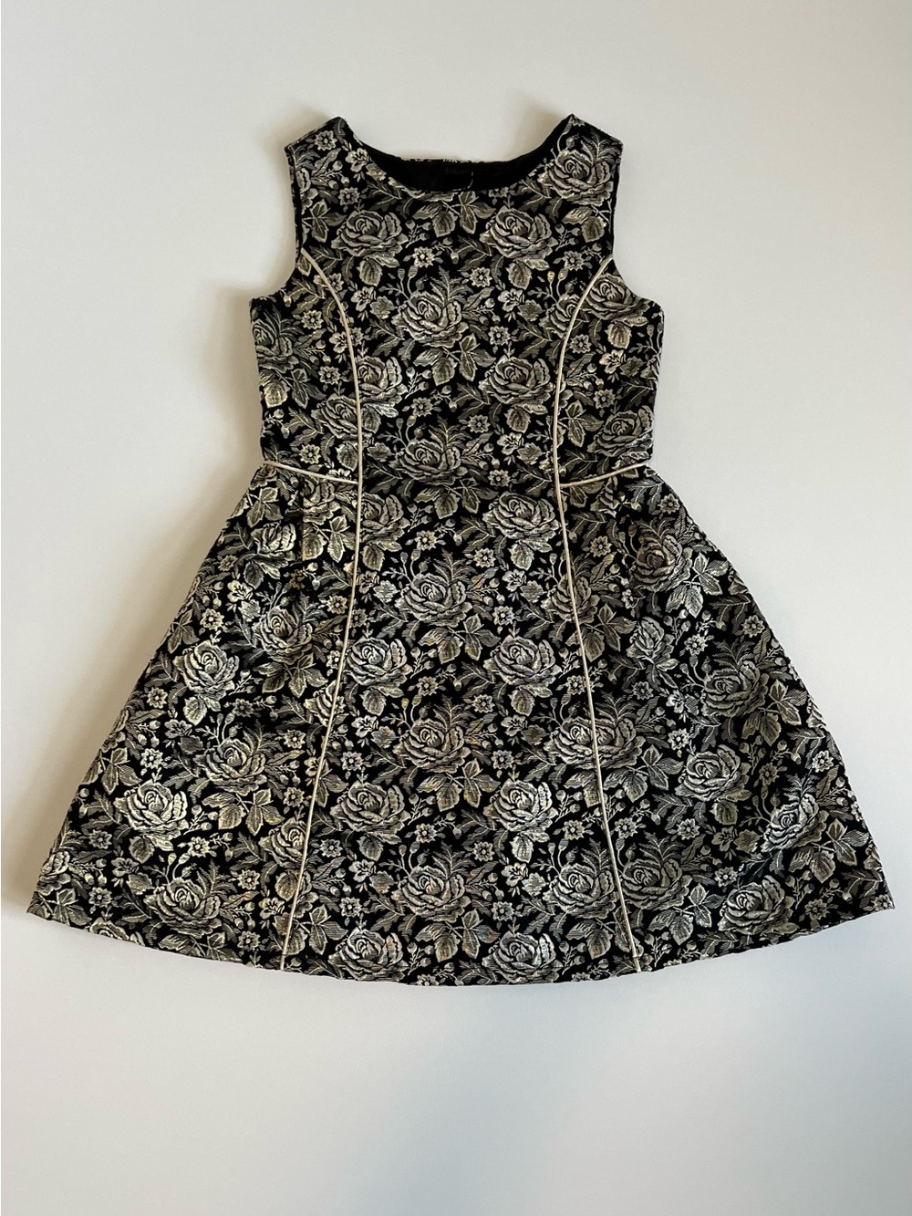 Place Black & Gold Floral Fit-and-Flare Girls Dress